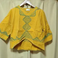 アジアン⭐エスニック⭐刺繍入りイエロートップス