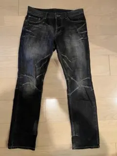 ダメージ加工 ブラックデニムパンツ