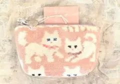 未開封　フェイラー　モフモフネコチャン 舟型ポーチS ピンク