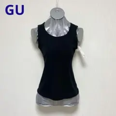 GU リブタンクトップ Mサイズ ブラカップなし 黒