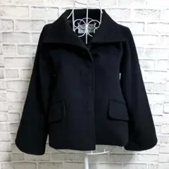 【Viaggio Blu】アンゴラ×ウール　ショート丈　ジャケット　コート　黒のサムネイル