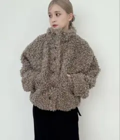 プードルジャケットコート　ベージュ