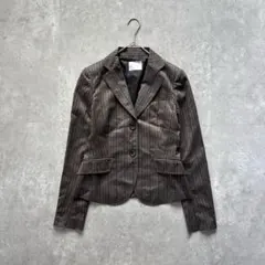 セオリーリュクス［M］日本製◎サマーウール◎ストライプ柄テーラードジャケットのサムネイル