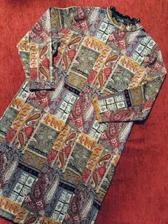 美品✨ファーファー パッチワークシャツワンピース パフスリーブ 異