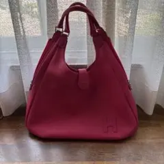 ピンク H刺繍 ショルダーバッグ