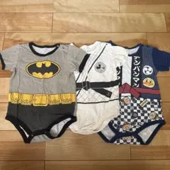 バットマン ミッキーマウス アンパンマン ロンパース3枚セット