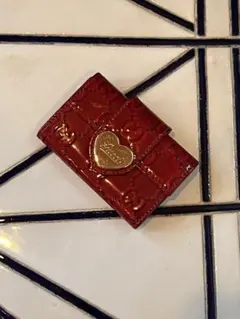 GUCCI グッチ キーケース レッド エナメル ハートコインケース付帯GG柄