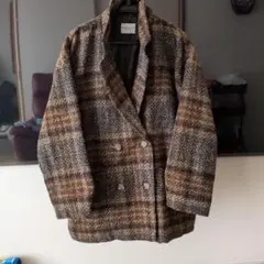 ブラウン系チェック ダブルブレストジャケット