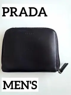 PRADAレザーウォレット★二つ折り小銭入れ無し 使用品良品メンズのサムネイル