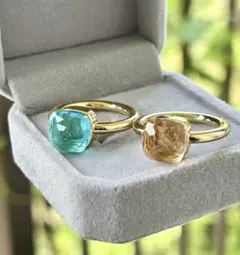 2点セット◆キャンディクォーツリング　スカイブルートパーズ＆シャンパン