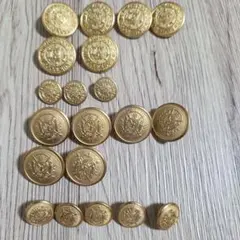 デザインボタン ゴールド調 エンブレム風 まとめ売り 20個 手芸