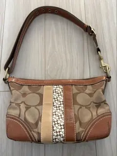 COACH ミニボストンバッグ　シグネチャー ブラウン 10540 保存袋つき COACH ミニボストンバッグ シグネチャー ブラウン 10540 保存袋つき