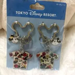 ディズニーリゾート ミッキー ミニー ペアキーホルダー Tシャツ 未使用