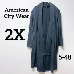 カーディガン 上着 冬 春 秋 グレー ロングカーディガン 【2X】