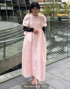 bubblesleevejacquarddressバブルスリーブジャガードドレス