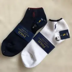 ポロラルフローレン ソックス 靴下 ユニセックス 23〜25㎝ NB&WH 2足