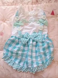 きゃんナナ フラワーギンガムワンピース ラベンダー SS タグ付き