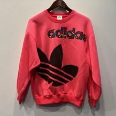 adidas ネオンピンク スウェット トレーナー　裏起毛