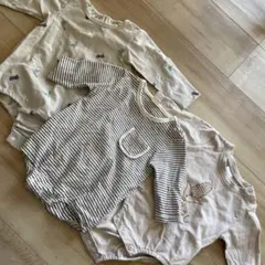 3枚セット　70 バースディ　ロンパース　長袖　男の子　女の子　ボーダー