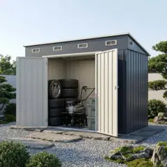 可動棚なし】倉庫 床材補強フレーム付き 戸外収納庫 スチール物置