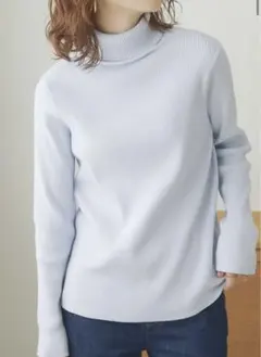 Discoat リブタートルネックプルオーバー　水色