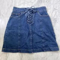 デニム レースアップ ミニスカート Mサイズ