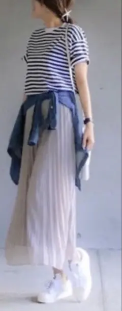 ユニクロ シフォン プリーツ スカート M グレー
