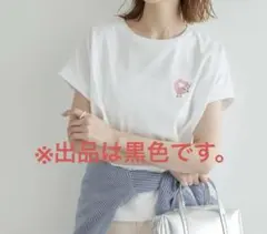 Barbapapa ワンポイント刺繍 半袖Tシャツ ブラックのサムネイル