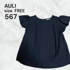 AULI 半袖 ブラウス ブラック FREEサイズ シンプル　無地古着おしゃれのサムネイル