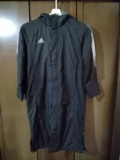 adidas フード付き ベンチコート L ブラック 裏ボア アディダス