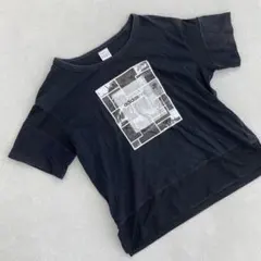 Adidas neo Tシャツ フォトプリント メッシュ 黒 Lサイズ