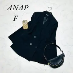 《アナップ》テーラードジャケットダブルブレスト/ビジネス/OL/シンプル/黒/F