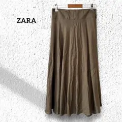ザラ【EUR M】ロングスカート フレア カーキ 春夏スカートのサムネイル