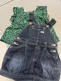 breeze豹柄トップスLee ジャンバースカートセット80.90センチ