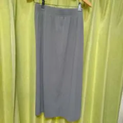 GUリブナロースリットミディスカートグレー