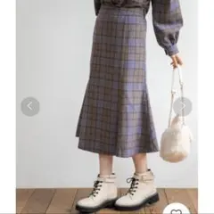 Heather❤︎ ロング　スカート　チェック　ニット　ヘザー　フレア　タイト