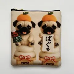 ハンドメイド　パグ　ポーチ