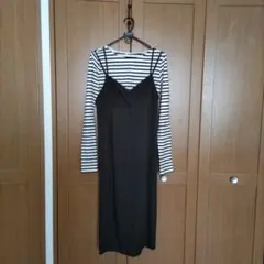 【スウィートマミー】マタニティワンピース　ボーダーTキャミワンピセット　Mサイズ