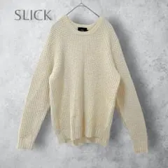 【SLICK スリック】　ワッフルニットプルオーバー　ウール混　アイボリーのサムネイル