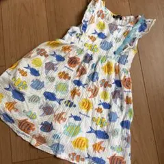 ムージョンジョン　お魚ノースリーブワンピース　100のサムネイル
