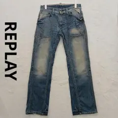 REPLAY リプレイ メンズ デニム ジーンズ ダメージインディゴ ストレート