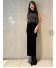 完売snidel ビスチェ付きニットワンピ　チュール＆ノンスリーニットワンピ