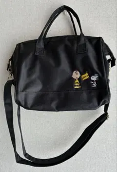 PEANUTS スヌーピー　2WAYミニバッグ　黒　ショルダーベルト付
