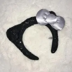 ユニバ usj キティ カチューシャ スパンコール リボン 黒 ハローキティ