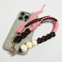 パラコード 平編み ハンドストラップ スマホ ハンドメイド 可愛い ピンク 大