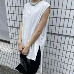 AIC. / サイドスリットオーバーサイズタンクトップ 綿100% ホワイト