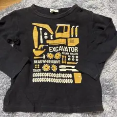 サンカンシオン 長袖カットソー ブラック ショベルカー