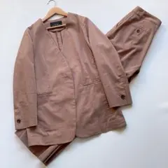 グリーンレーベルリラクシング パンツスーツセットアップ 36 リネン ピンク系