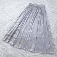 【GEORGES RECH】光沢✨プリーツ風 ロングスカート グレー 38 Mのサムネイル