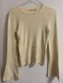 MOUSSY リブ編み長袖トップス クリーム